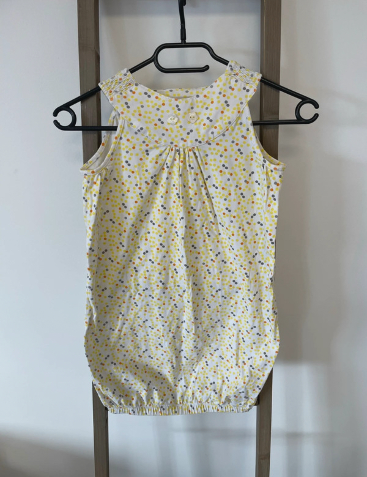 Robe sans manche à pois jaune bleu et rouge, Vertbaudet, 8 ans