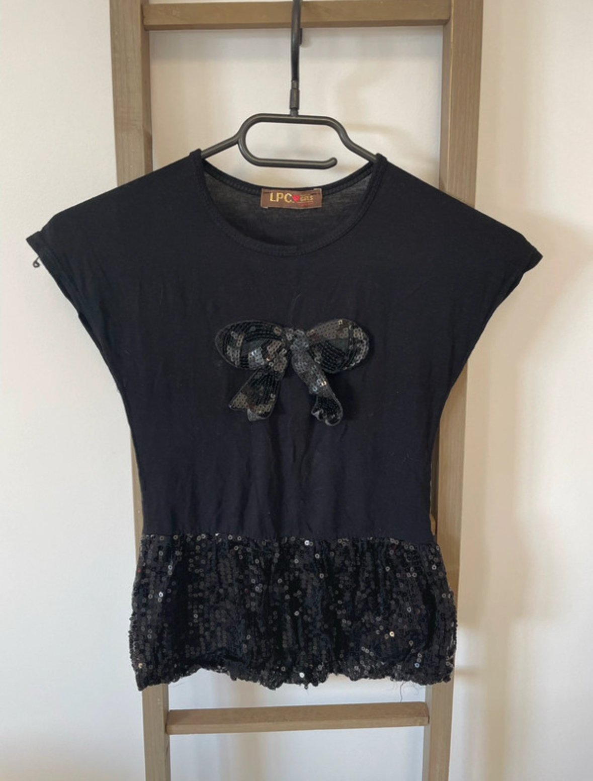 Robe noire sans manche avec jupe sequin, LPC Girls, 8 ans