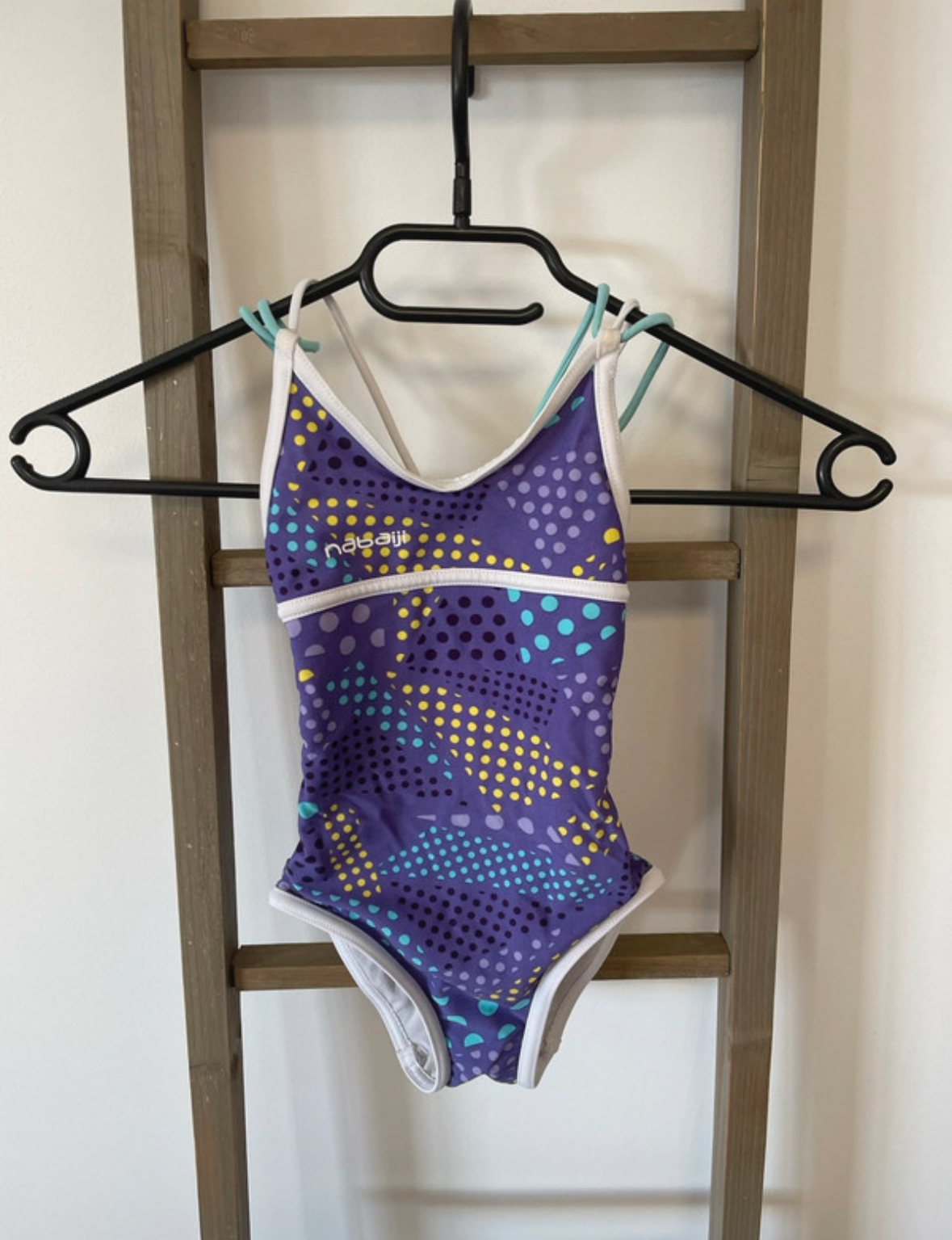 Maillot de bain violet jaune et bleu 1 pièce, Nabaiji, 6 ans