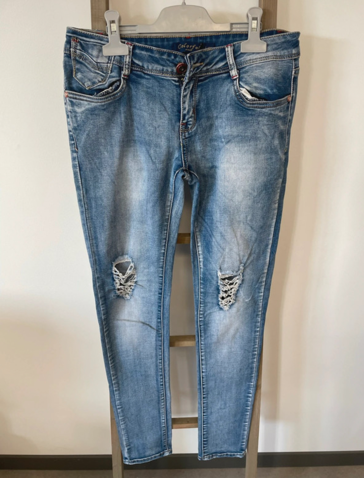 Jean troué bleu clair, Colorful Jeans, 40