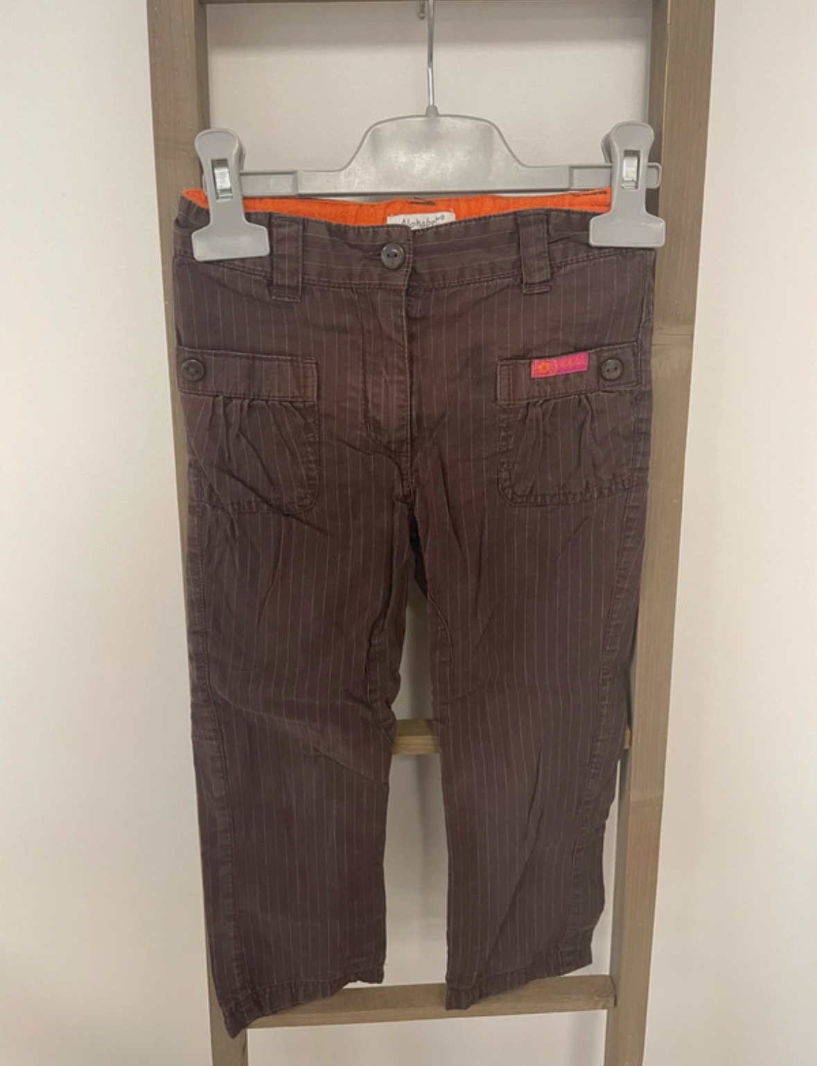 Pantalon marron rayé, Alphabet, 4 ans