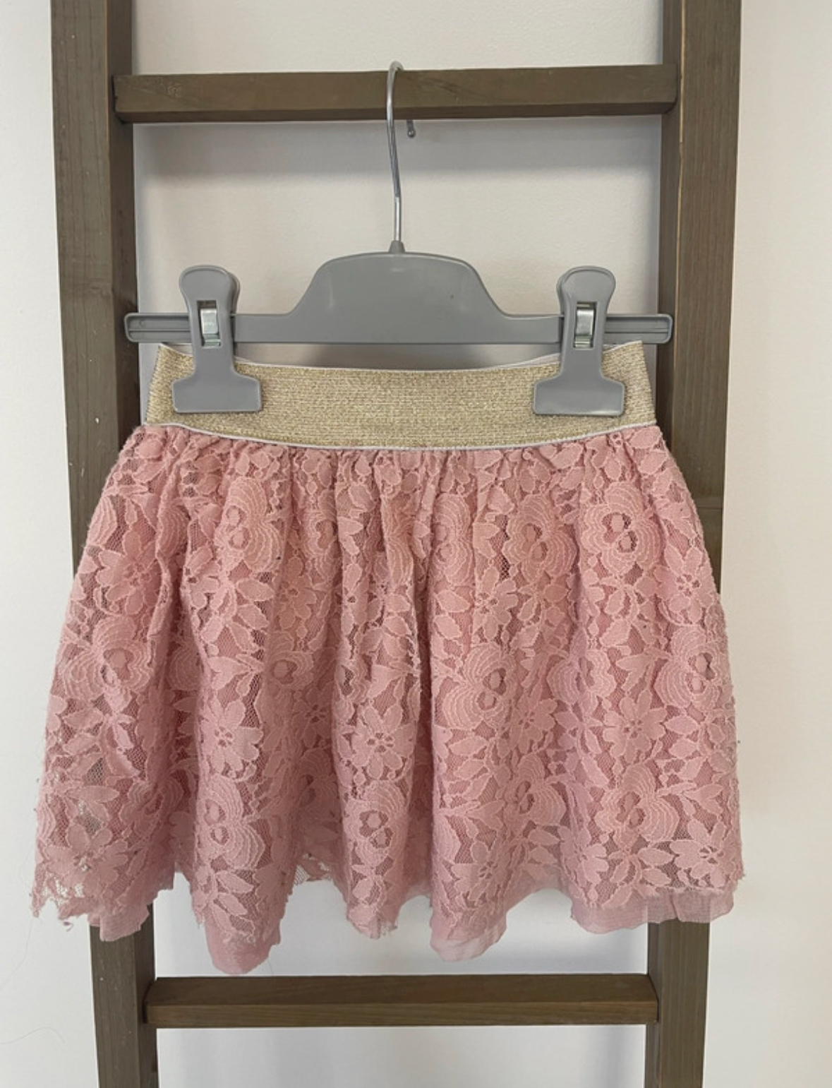 Jupe en dentelle rose ceinture dorée, Tissaia, 4 ans