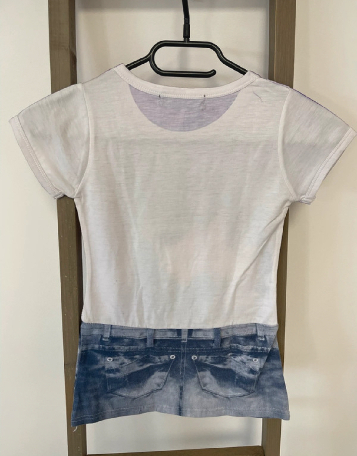 MCAL164 ROBE IMPRIMEE VIOLET ET JUPE EFFET JEAN HIALY 6 ANS DOS