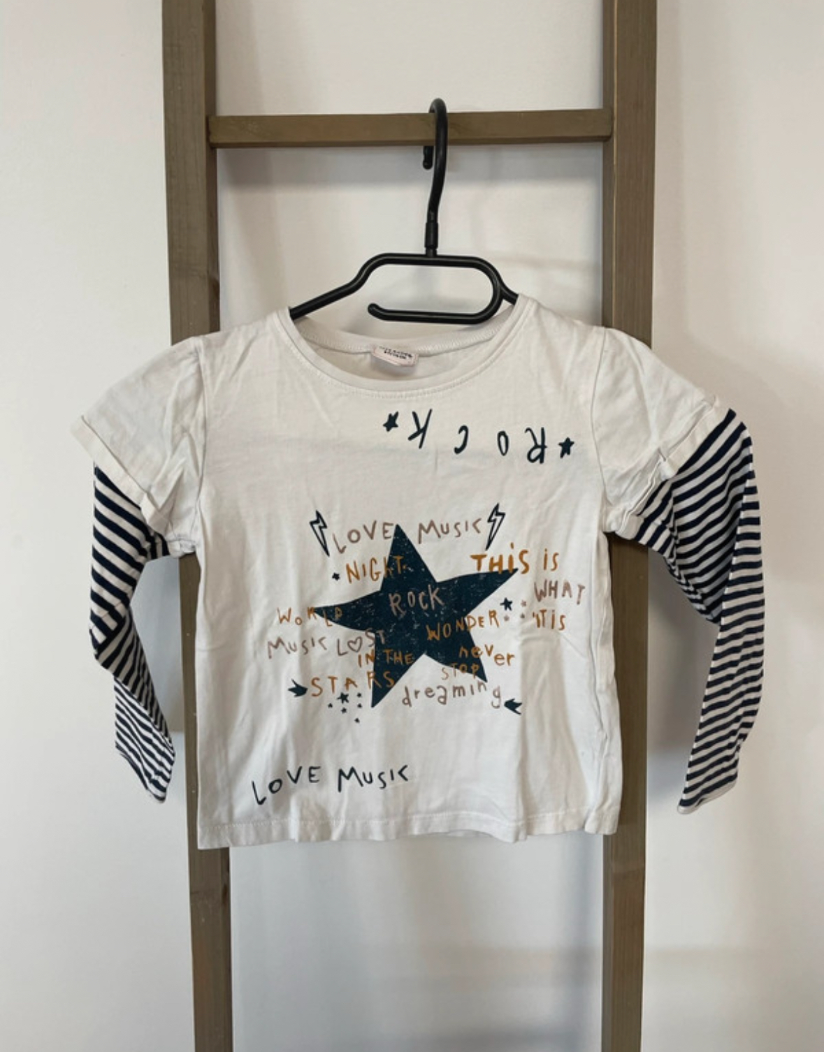 Tshirt blanc manches longues rayées, Tape à l\'oeil, 6 ans