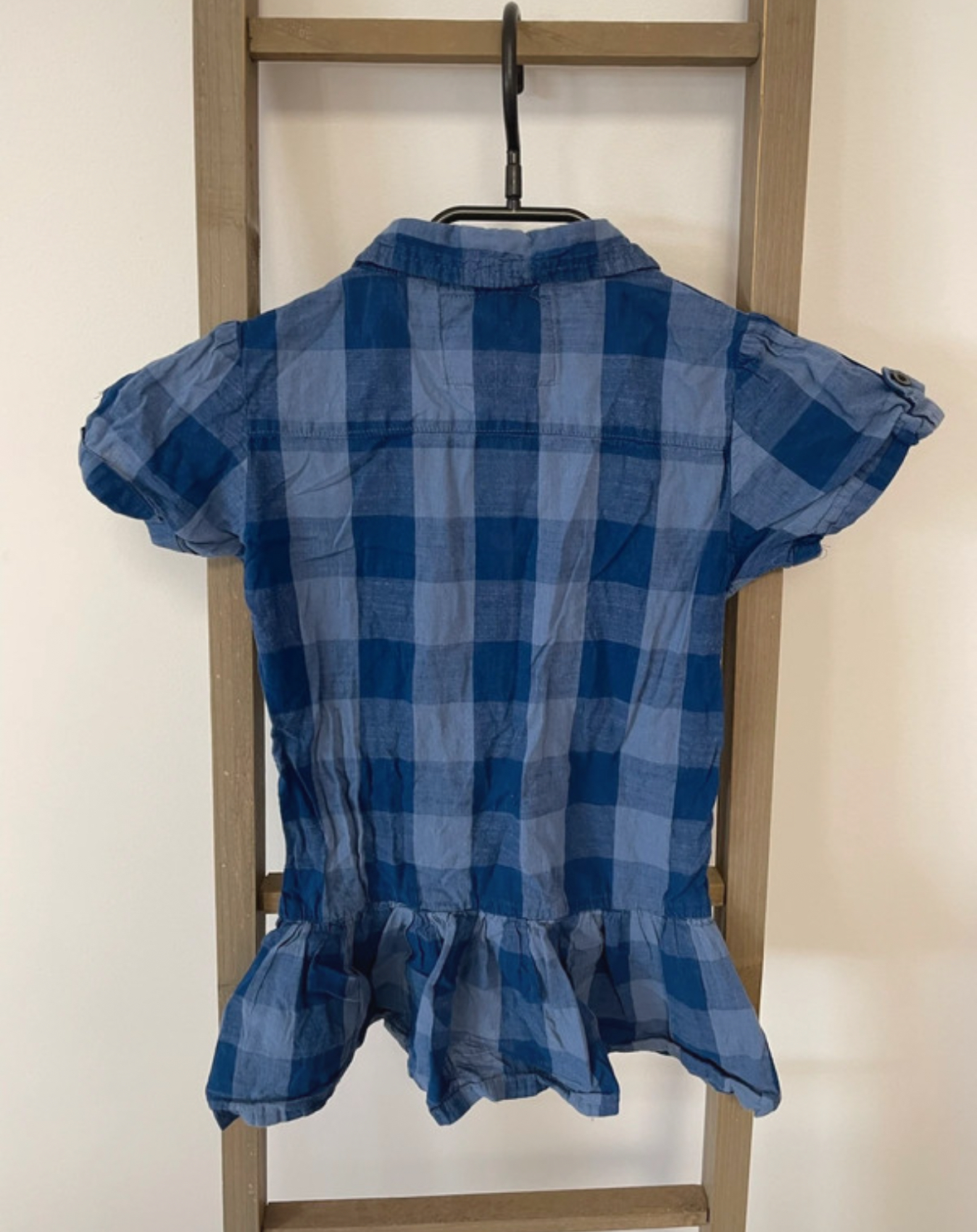 MCAL208 ROBE A CARREAUX BLEUE C&amp;A 7 ANS DOS
