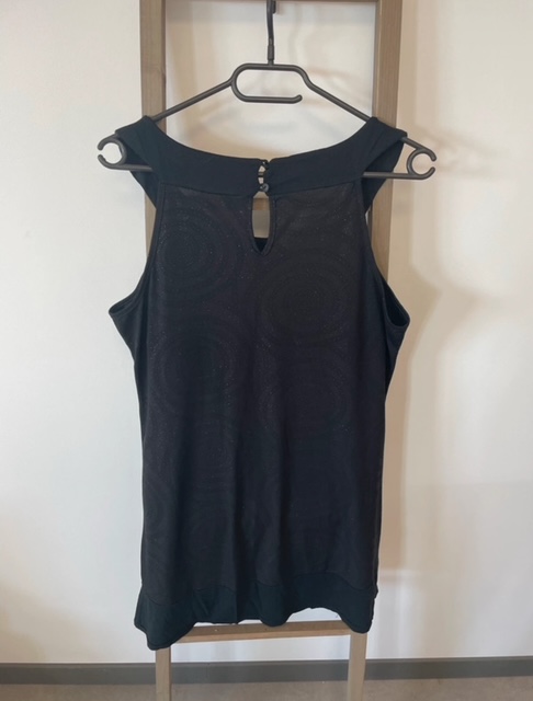 EVIC08 ROBE BRILLANTE NOIRE SANS MANCHE DOS CACHE CACHE 40