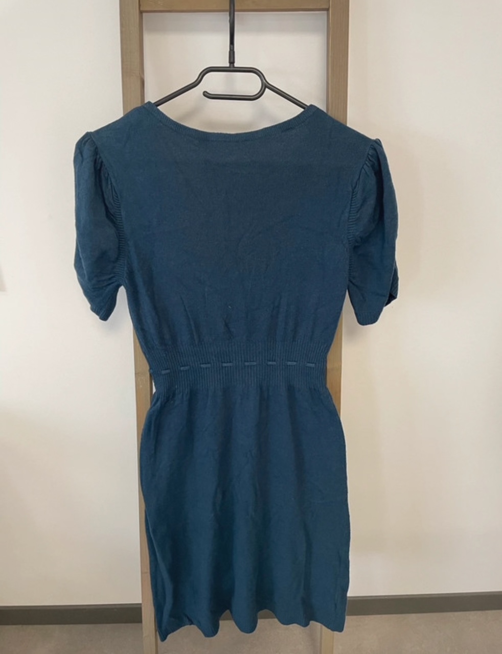 CDAV147 ROBE EN LAINE ET CACHEMIRE BLEUE 38 40 DOS
