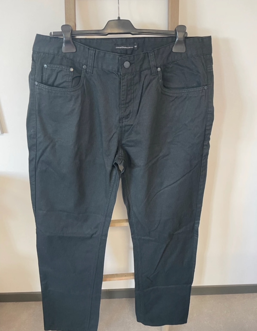 Pantalon noir homme, régular fit, Cargo, 50