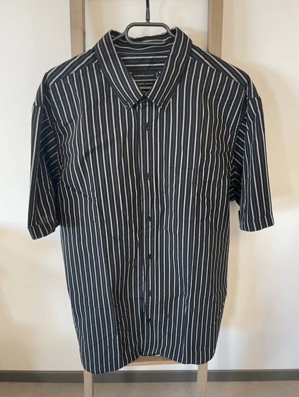 Chemise noire rayée, coupe confort, Cargo, 47/48