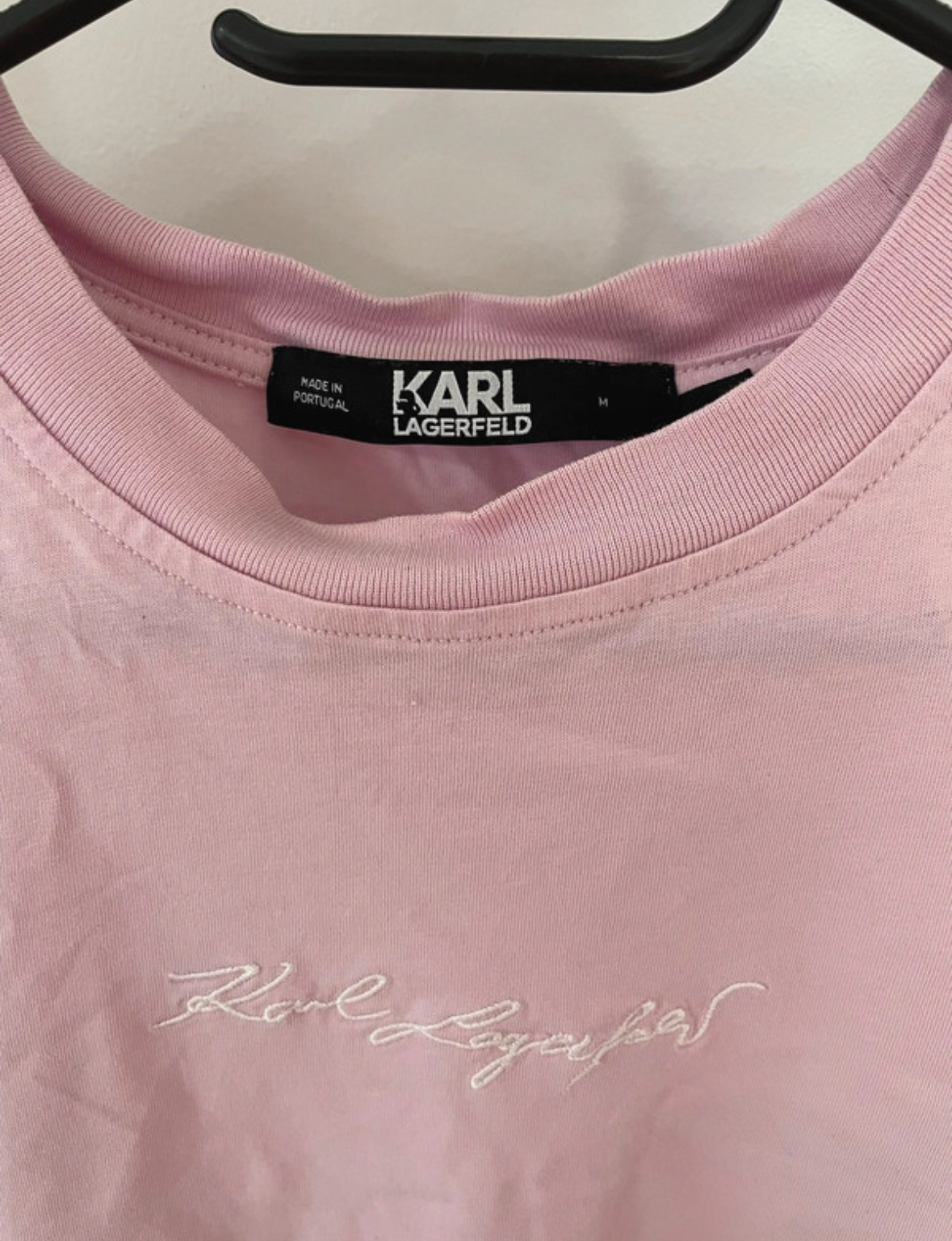 MPOU14 TSHIRT ASYMETRIQUE ROSE ET BLANC KARL LAGERFELD ETIQUETTE