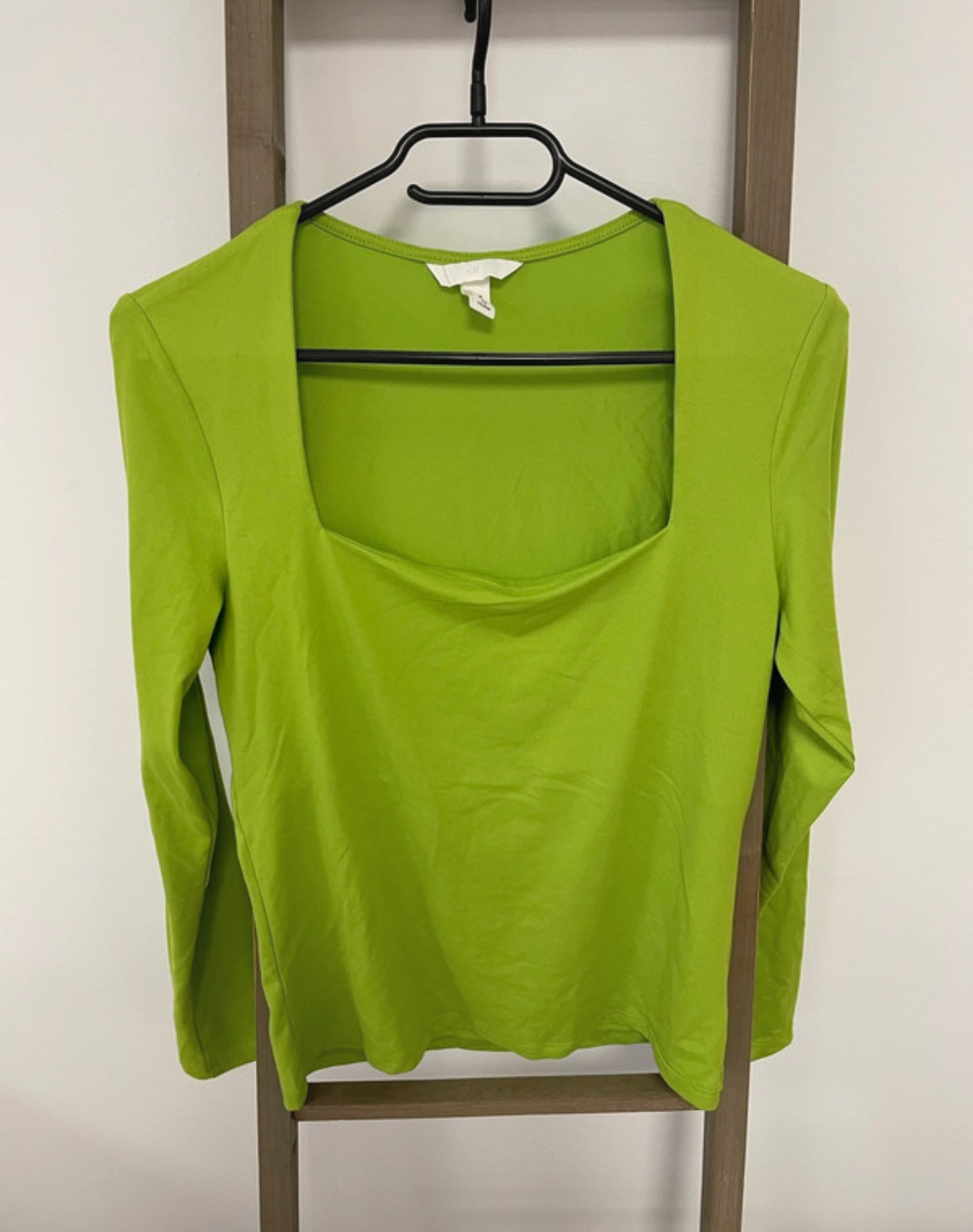 Top vert col carré, H&M, M
