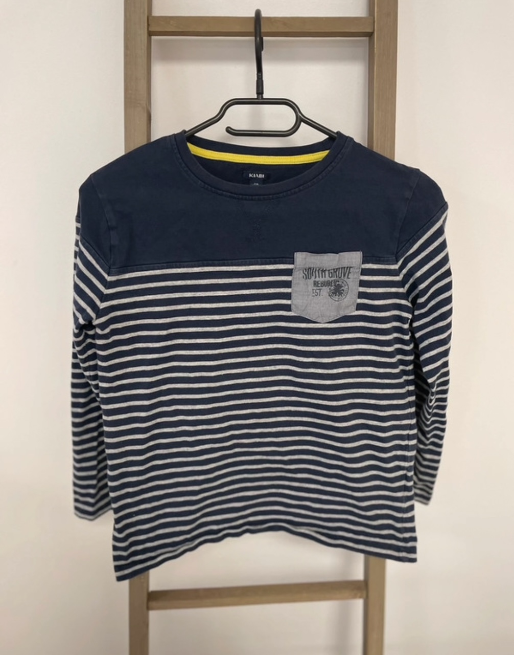 Pull manches longues bleu marine à rayures, Kiabi, 12 ans