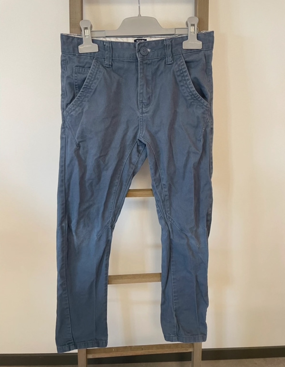 Pantalon bleu canard carrot fit, Kiabi, 10 ans