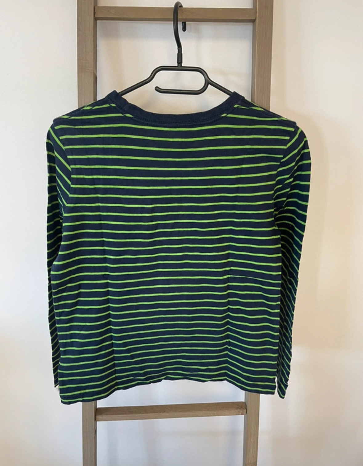 PCAR52 TSHIRT MANCHES LONGUES BLEU MARINE ET VERT RAYE GAP 10 ANS  DOS