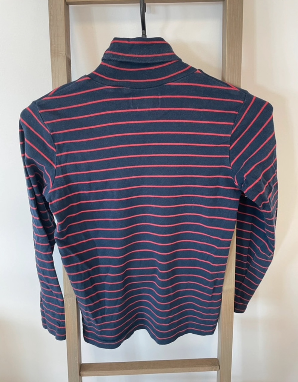 PCAR78 PULL COL ROULE BLEU MARINE ET ROUGE RAYE YCC COLLECTION 12 ANS DOS