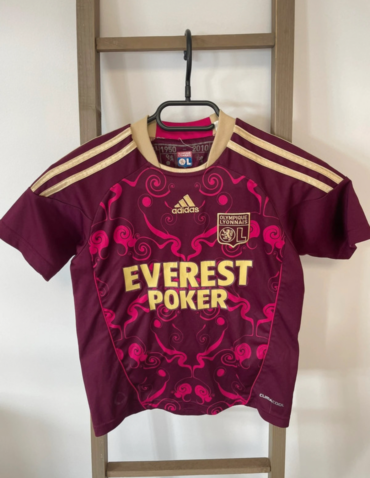 Maillot de foot OL bordeaux, Adidas, 8 ans