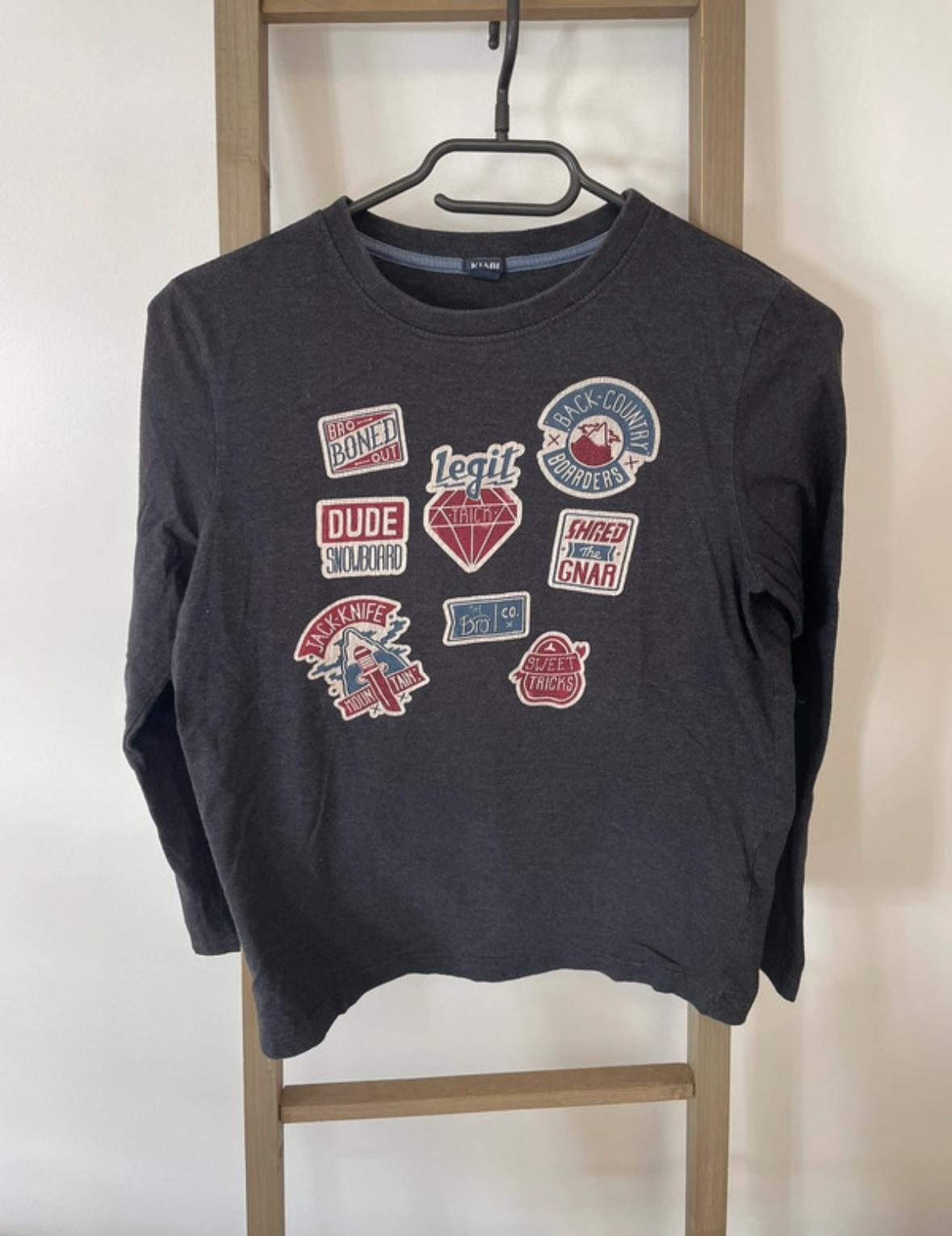 Tshirt noir manches longues, Kiabi, 12 ans