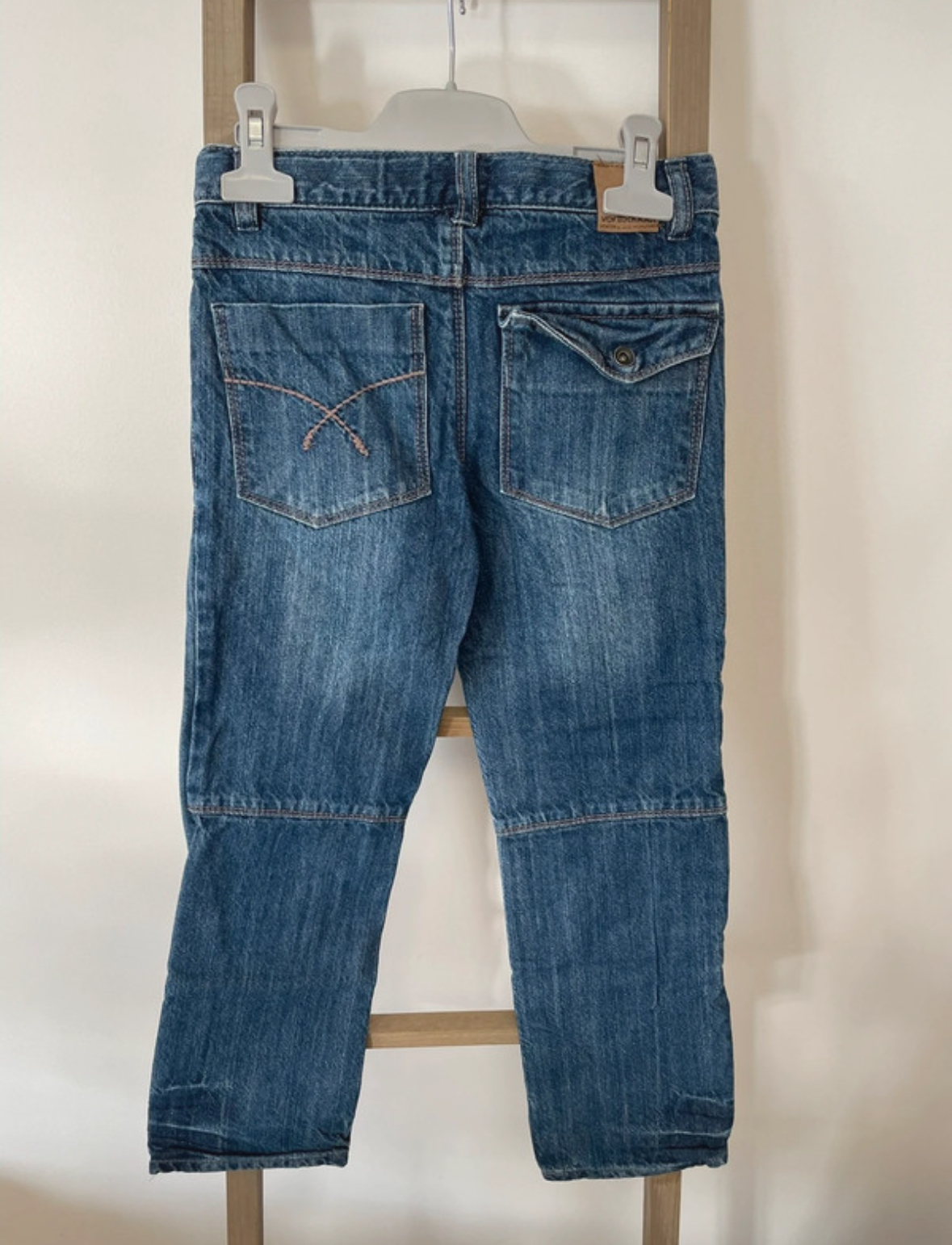 PCAR126 JEAN BLEU AVEC EMPIECEMENTS VERTBAUDET 8 ANS DOS