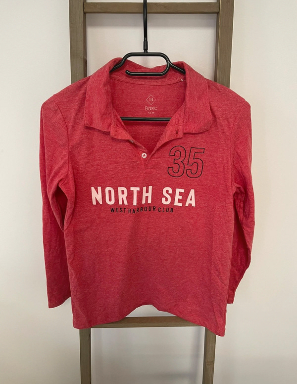 Polo rouge manches longues, Tex, 13/14 ans