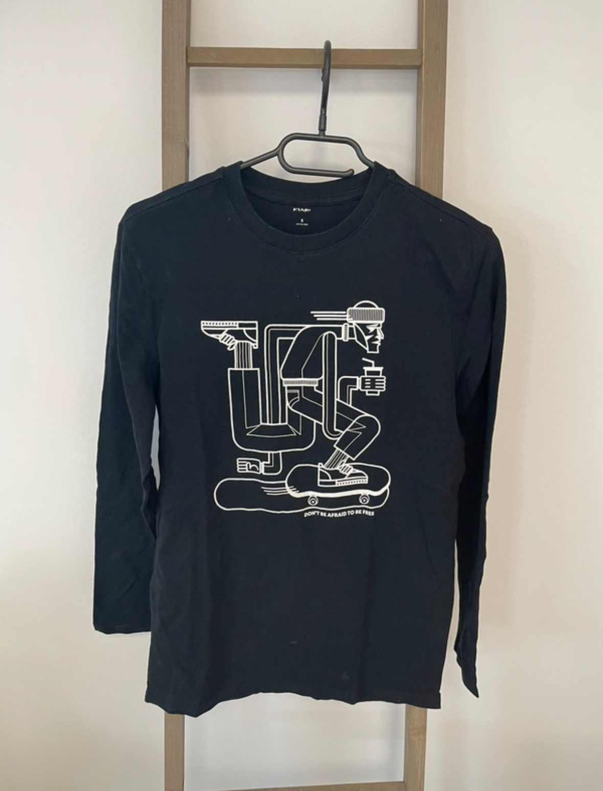 Tshirt  manches longues noir et blanc, Kiabi, S