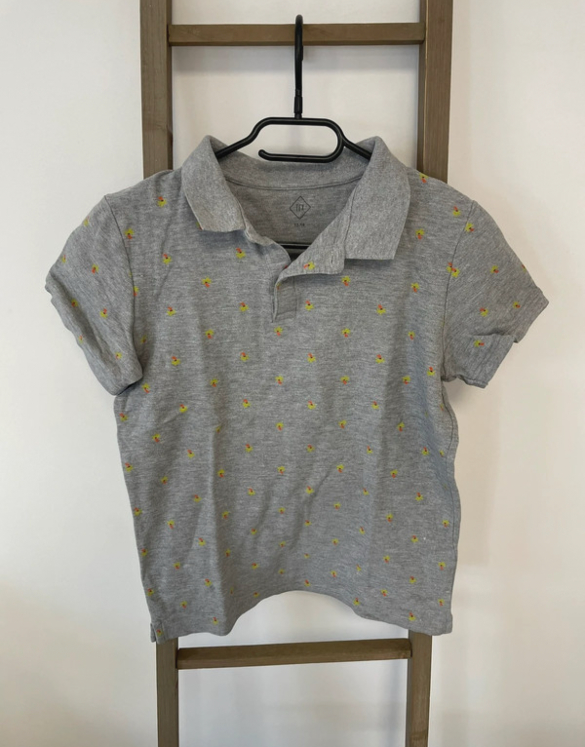 Polo gris à motifs palmiers, Tex, 13/14 ans