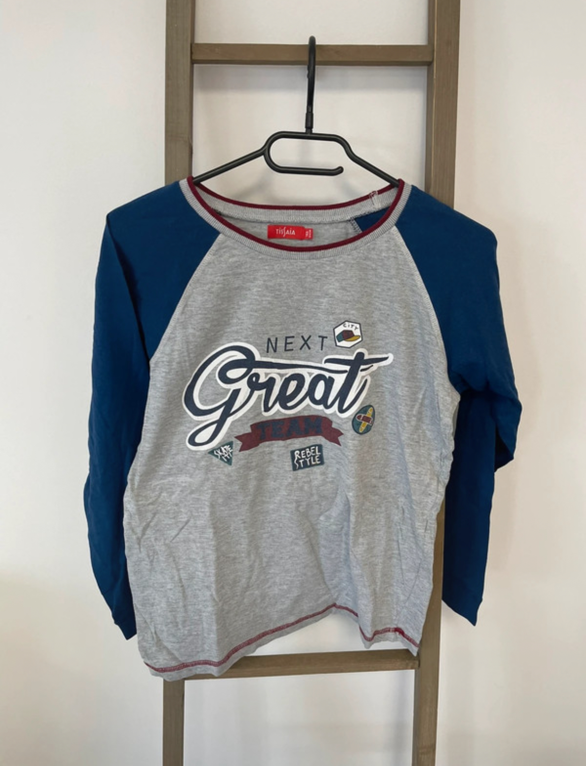 Haut de pyjama manches longues, gris et bleu, Next Great, Tissaia, 14 ans