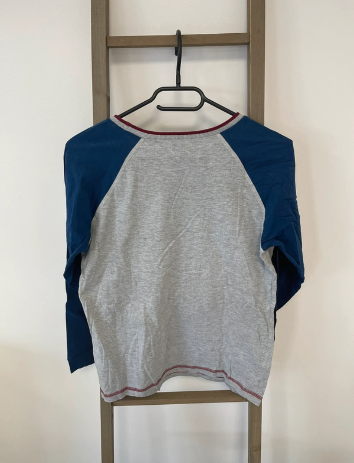 VGIR128 TSHIRT DE PYJAMA MANCHES LONGUES GRIS ET BLEU TISSAIA 14 ANS DOS