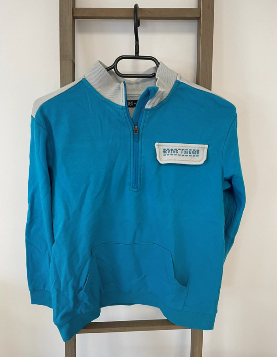 Pull bleu col montant zippé gris, Tex, 13/14 ans