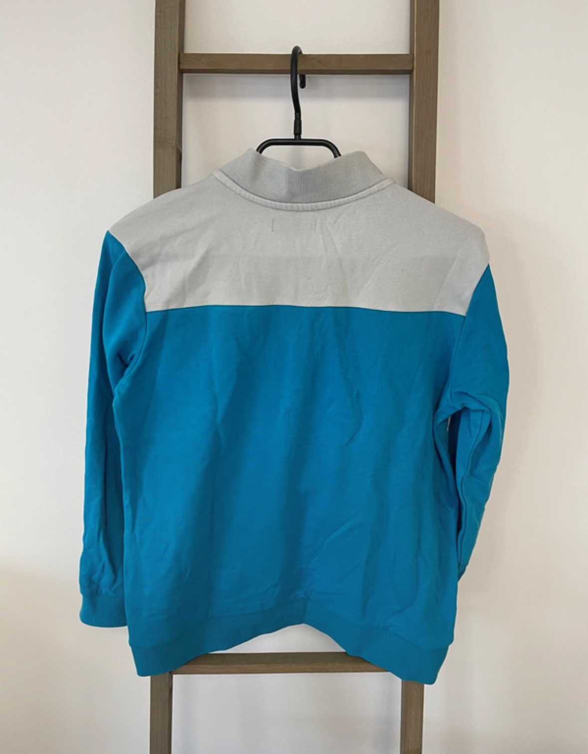 VGIR139 PULL BLEU COL MONTANT ZIPPE GRIS TEX 13 14 ANS DOS
