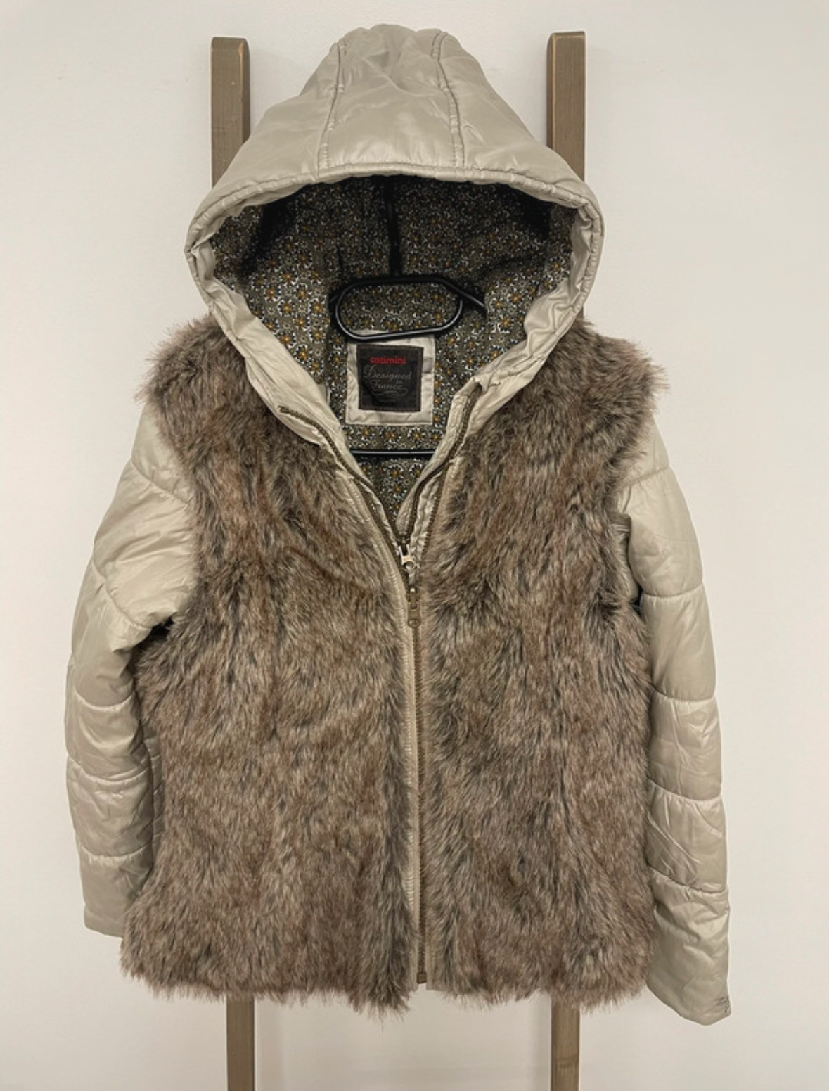 Veste beige avec gilet fourrure, Catimini, 12 ans