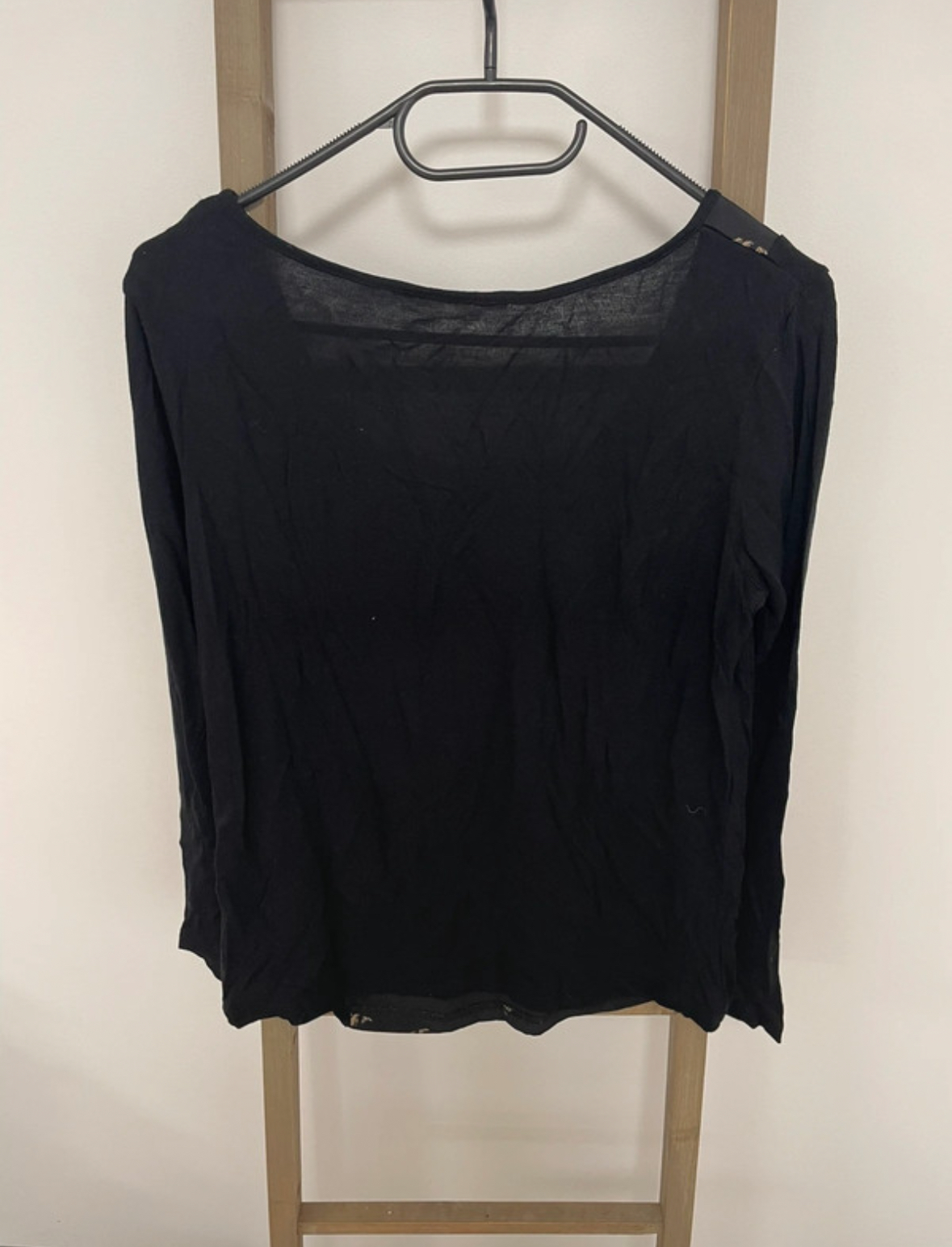 MBLA166 TOP NOIR MANCHES LONGUES BI MATIERE DDP M DOS