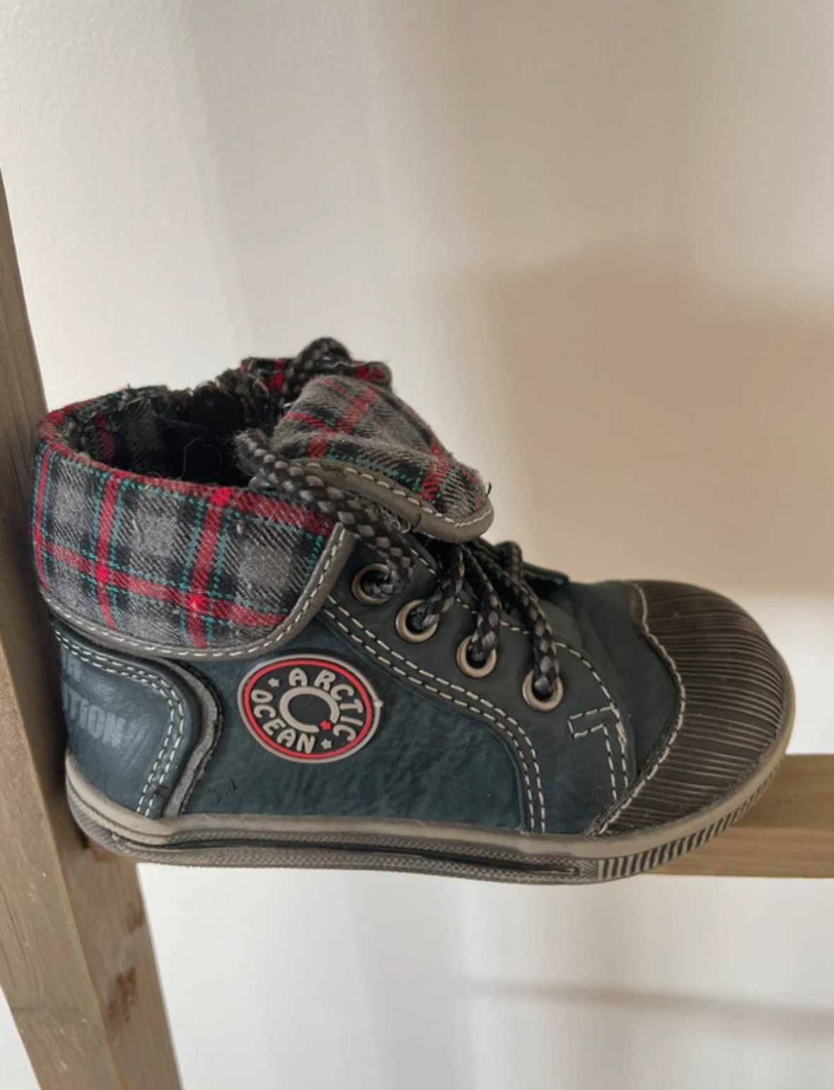 Chaussures garçon montantes, gris et rouge, Tissaia, 21