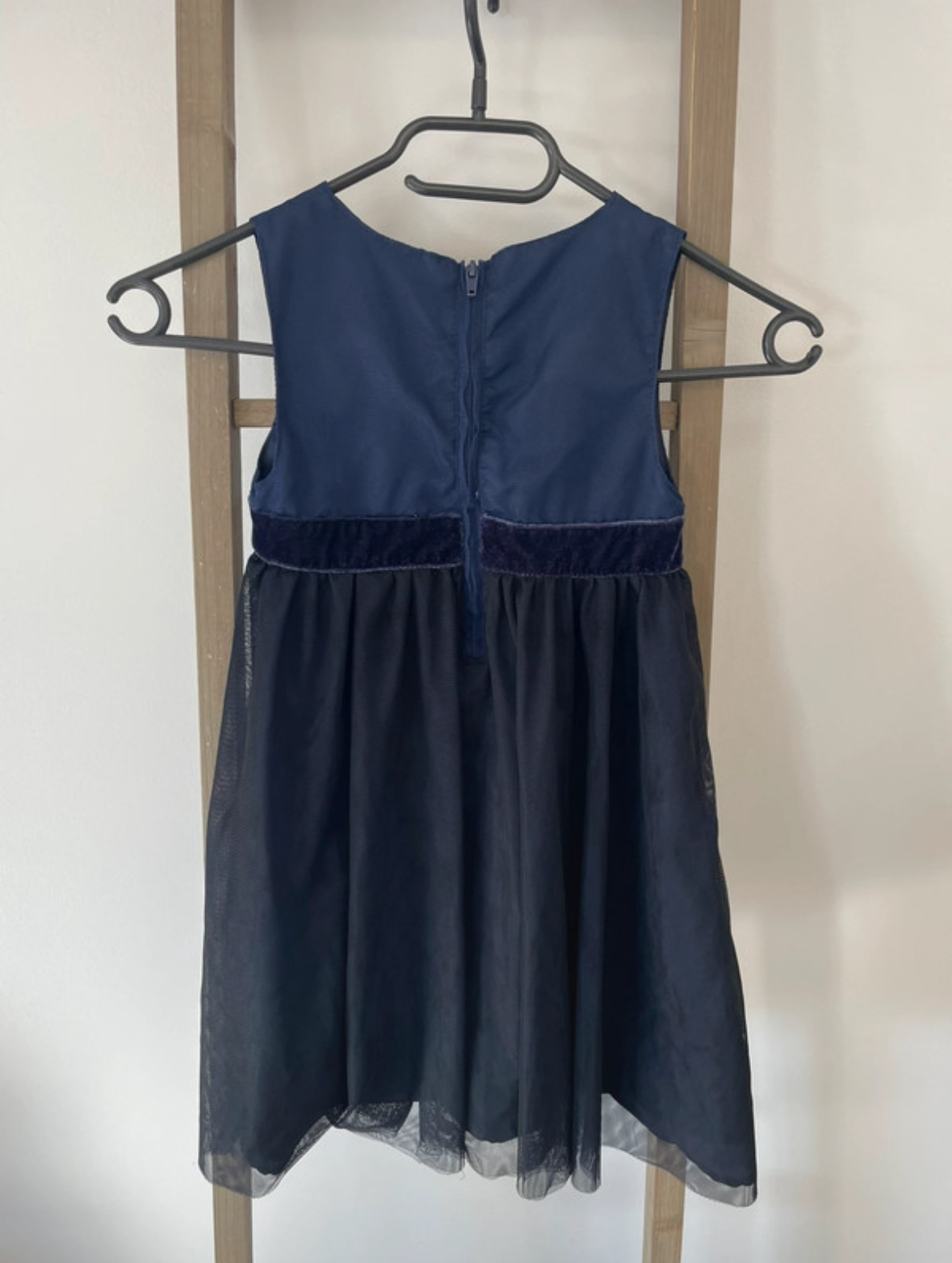 FBER31 robe bleu nuit sans manches ceinture en velour, Dos