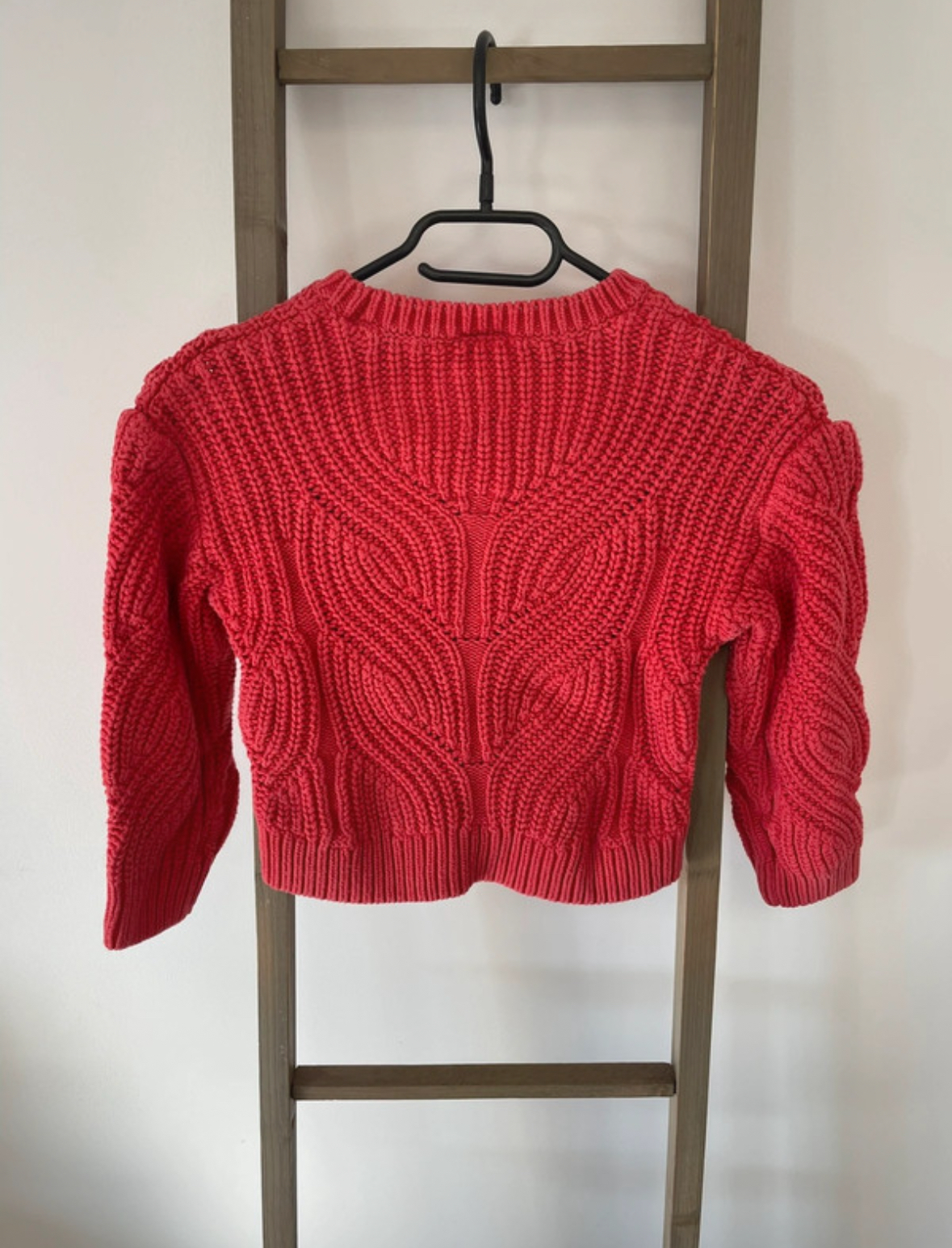FBER37 pull rouge tricoté, DOS