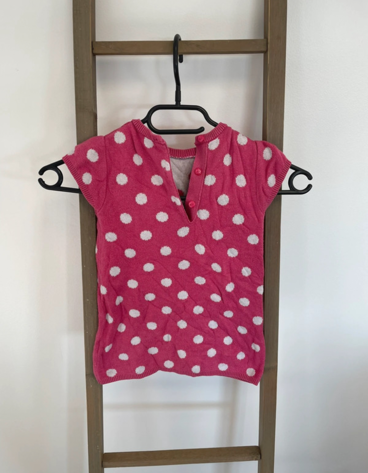 Robe rose à pois gris petites manches, Z, 18 mois