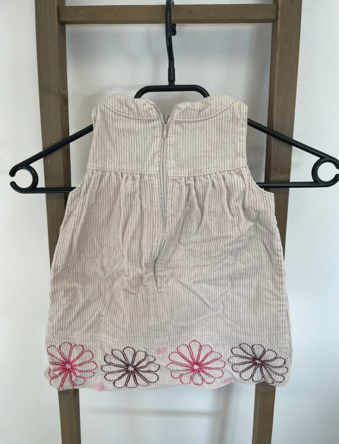 FBER63 robe en velours beige fleurie, sans manche, picouic, 18 mois, DOS