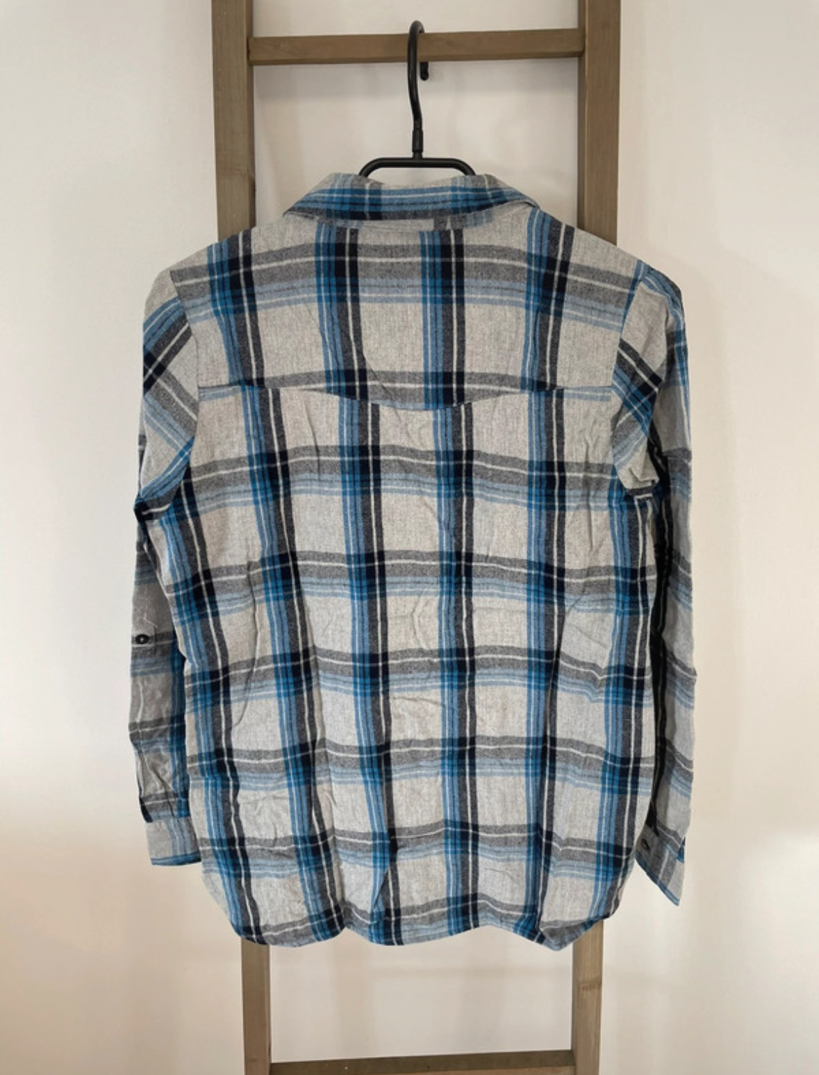 CMEN19 chemise à carreaux gris et bleu fleuri, primark, DOS