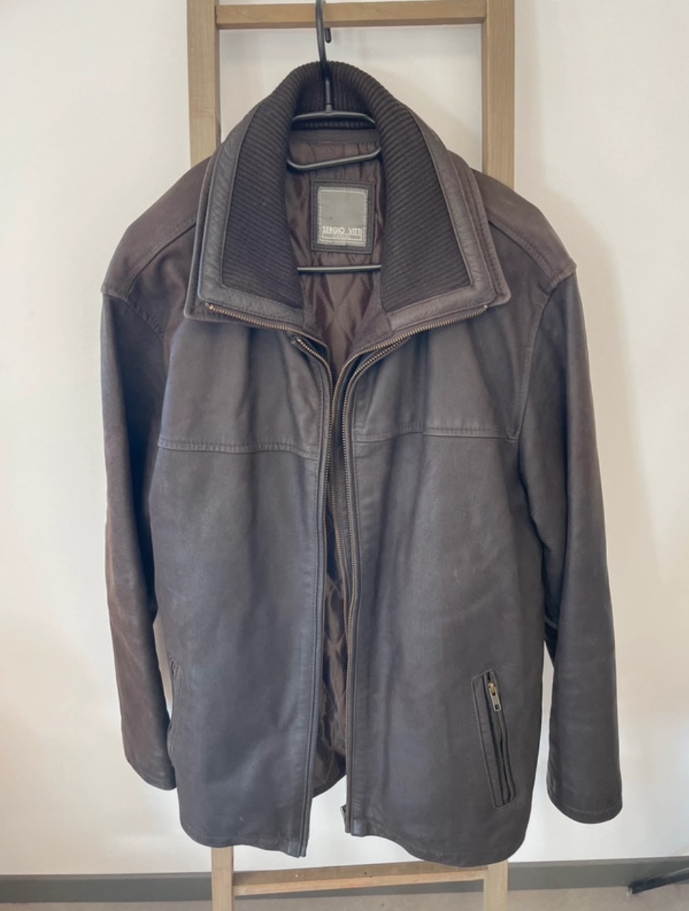 Veste en cuir de buffle marron, Sergio Vitti, L