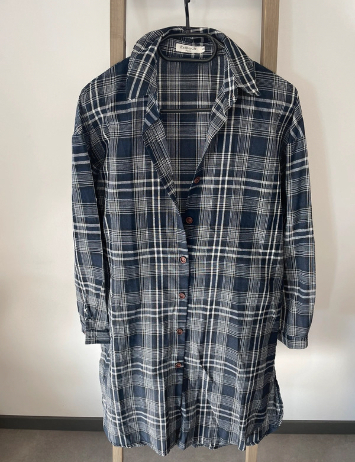 NTRO11 robe chemise bleu à carreaux, esther h, S