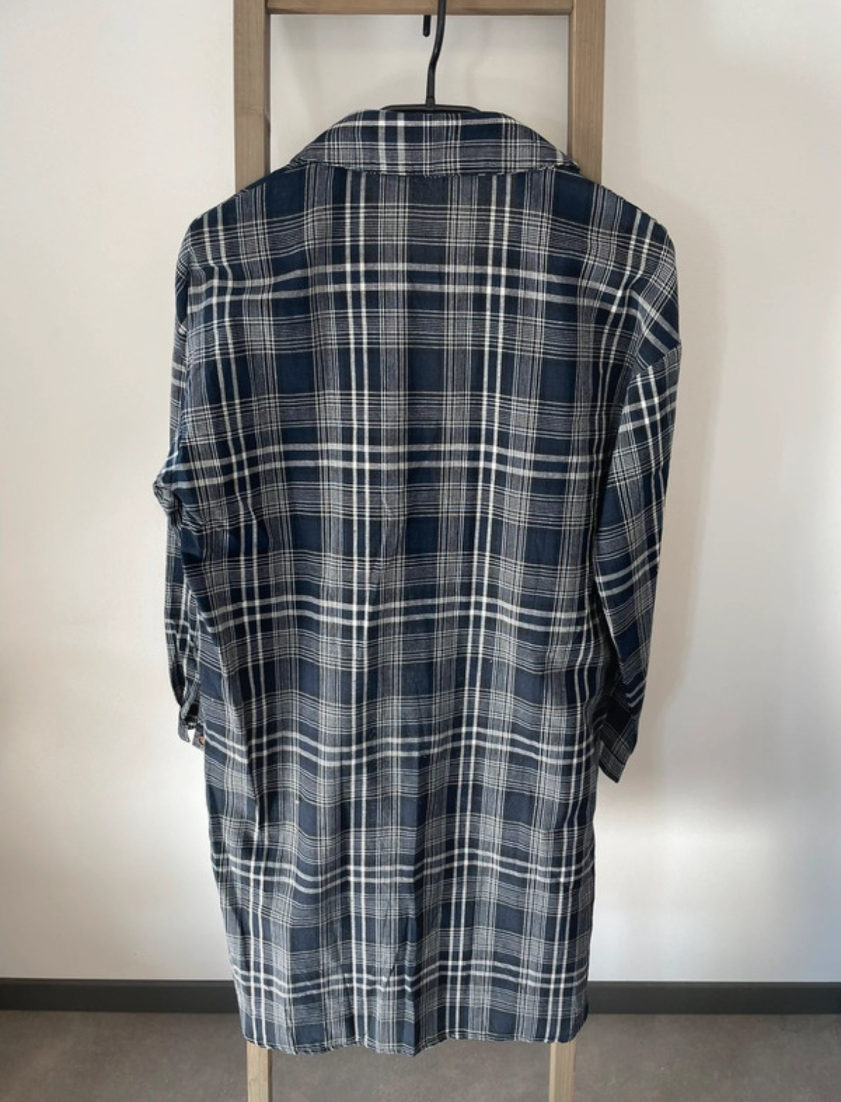 NTRO11 robe chemise bleu à carreaux, esther h, S, DOS