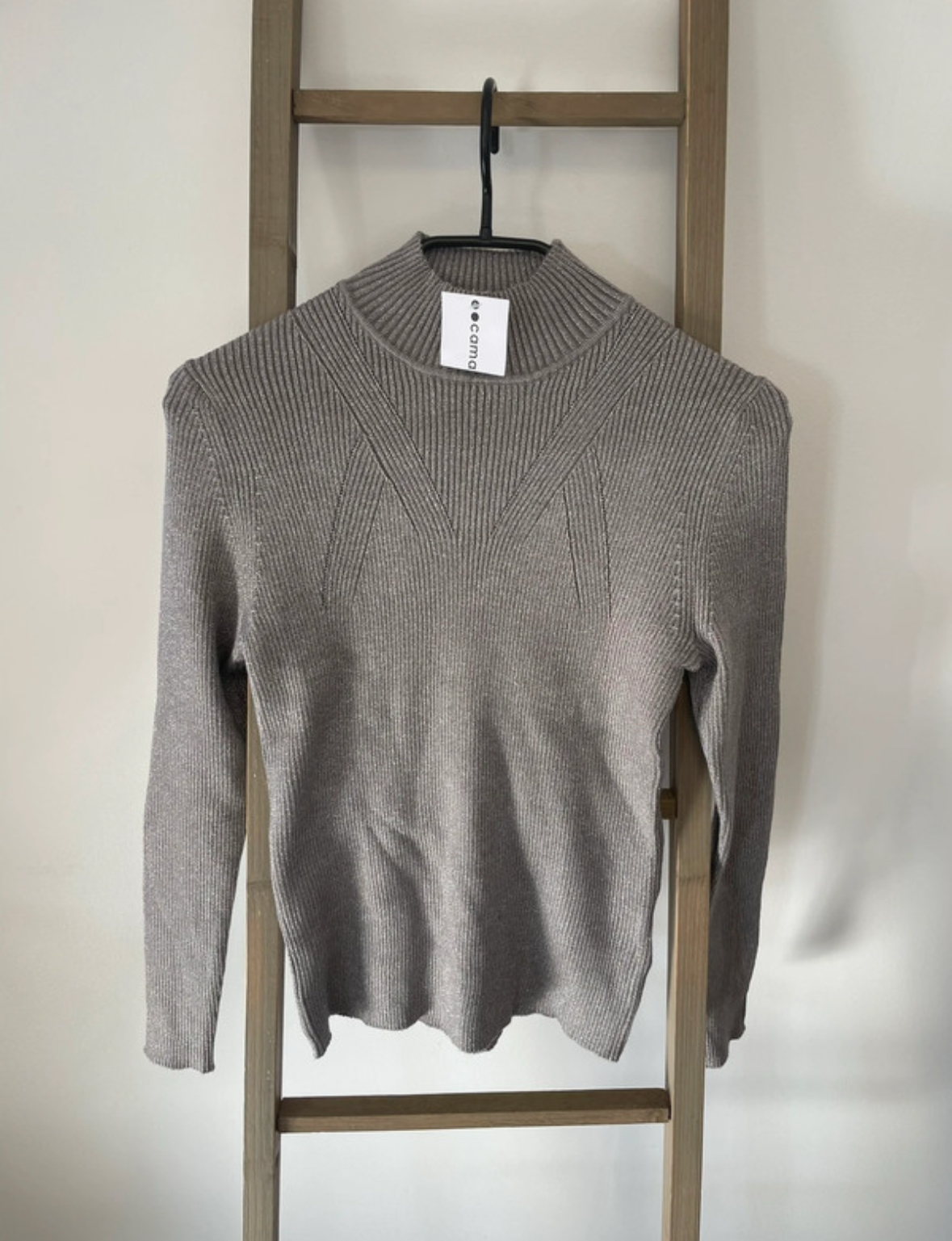 Pull gris argenté col montant, Camaieu, S