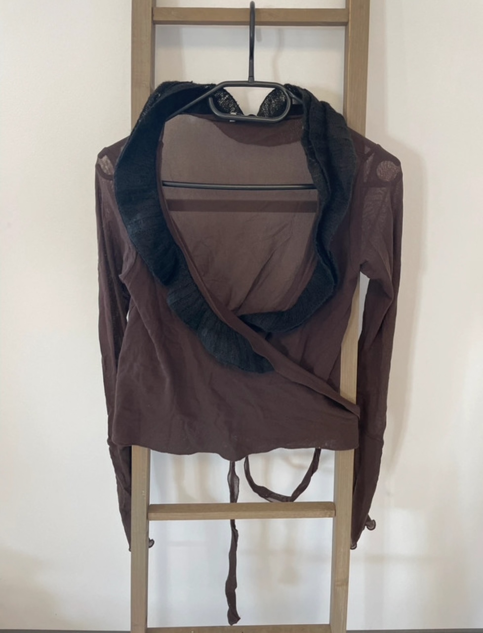 Gilet cache coeur marron, col noir, Saxx, 40