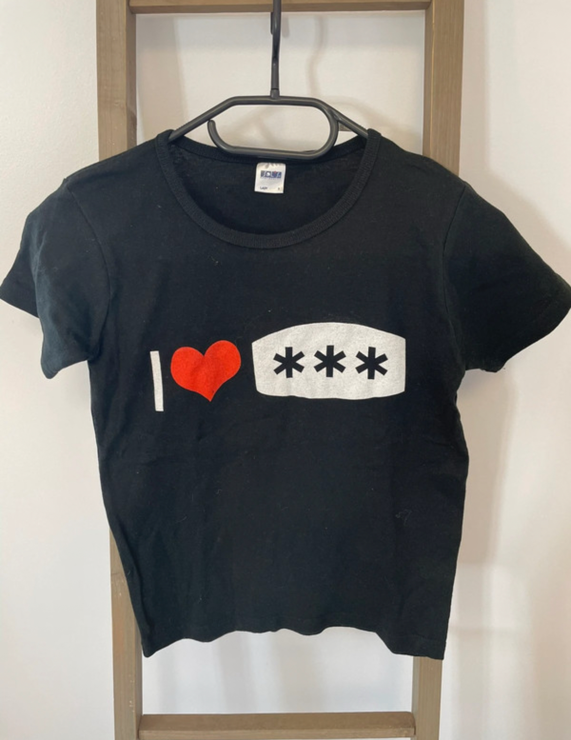 T-shirt noir I Love ***, Lady, S