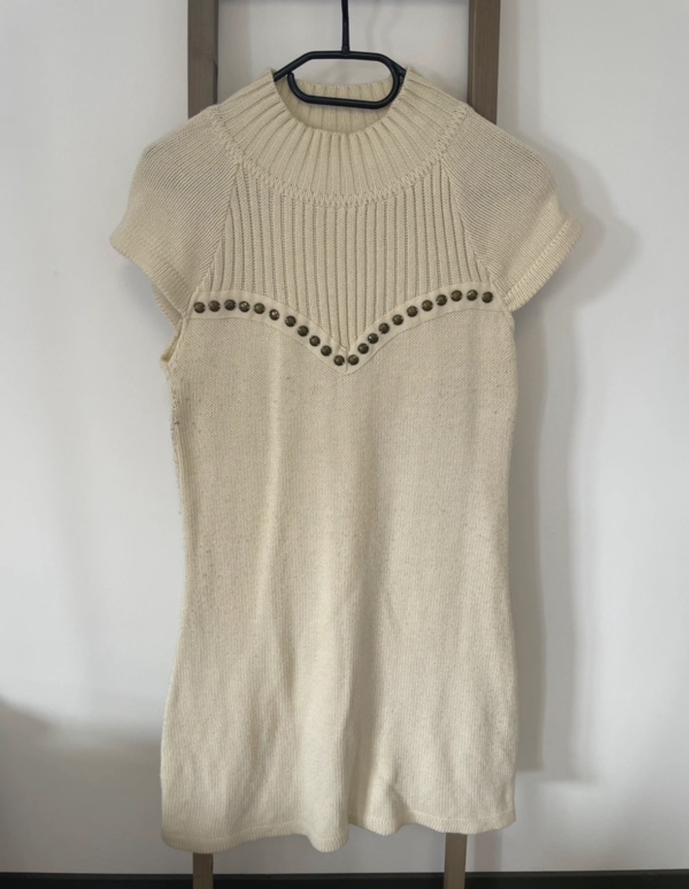 Robe pull beige avec manchons, 44