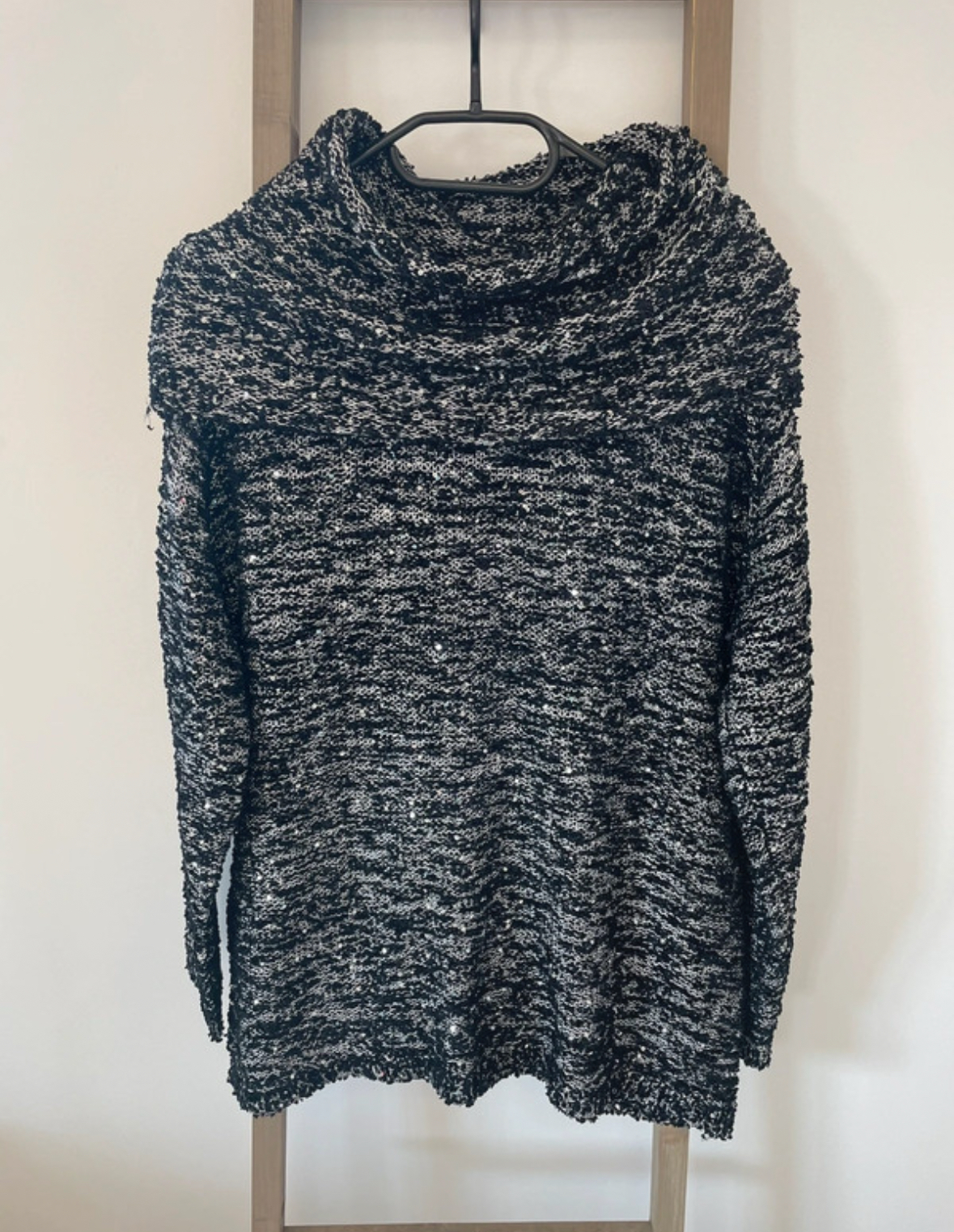 Pull col roule gris à paillettes, Jacqueline Riu, T4