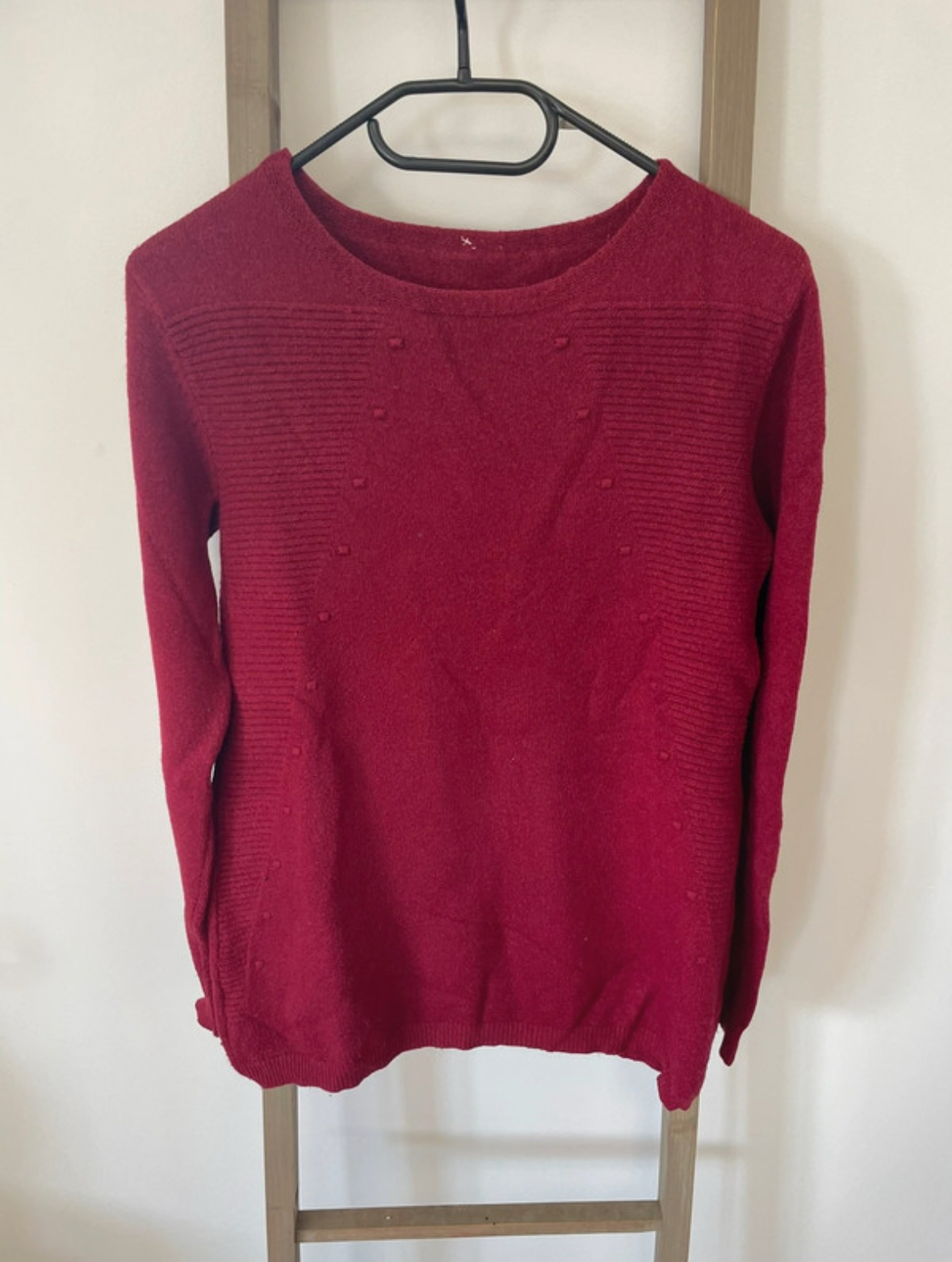 Pull bordeaux col rond, viscose, XL