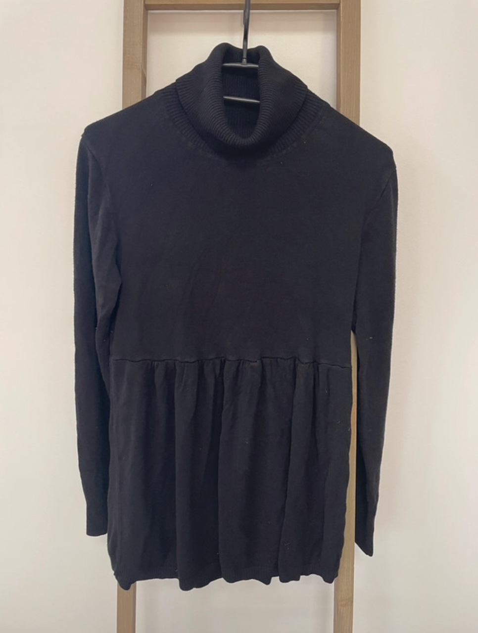 Pull noir col roulé plissé, Carnaby, XL
