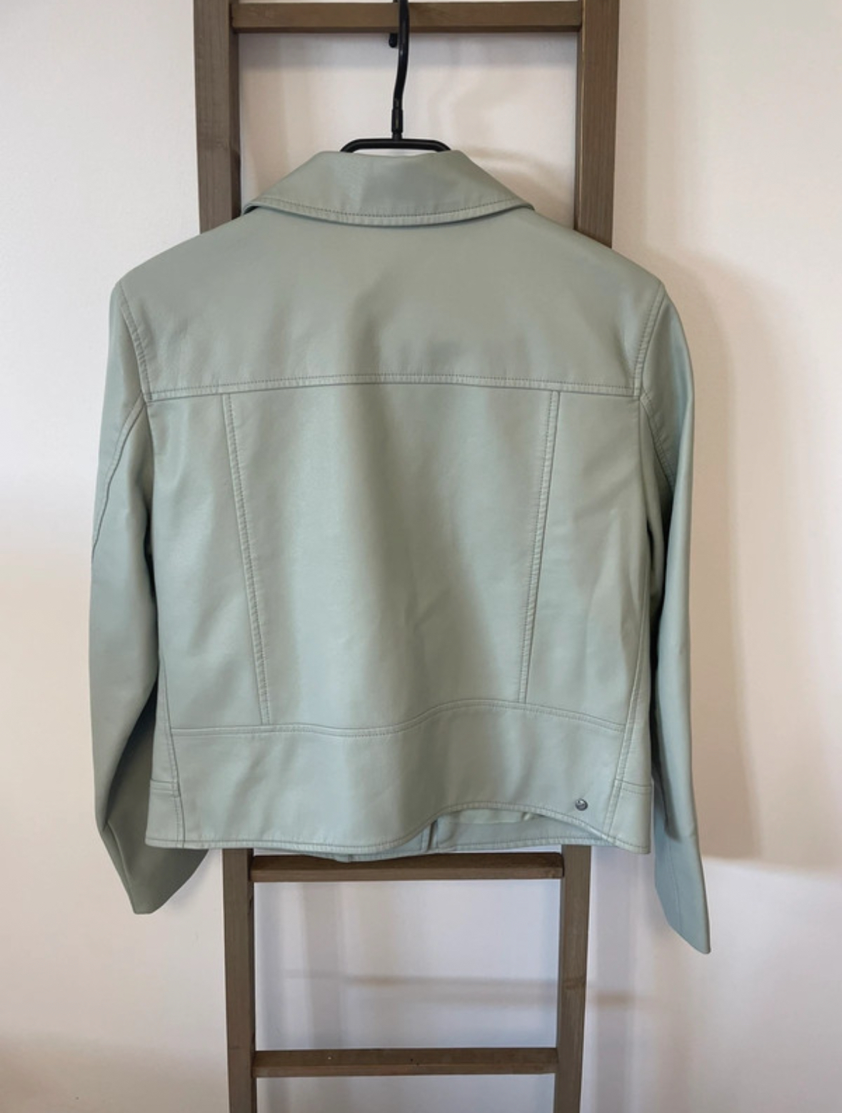 MPER13 veste simili cuir vert deau DOS