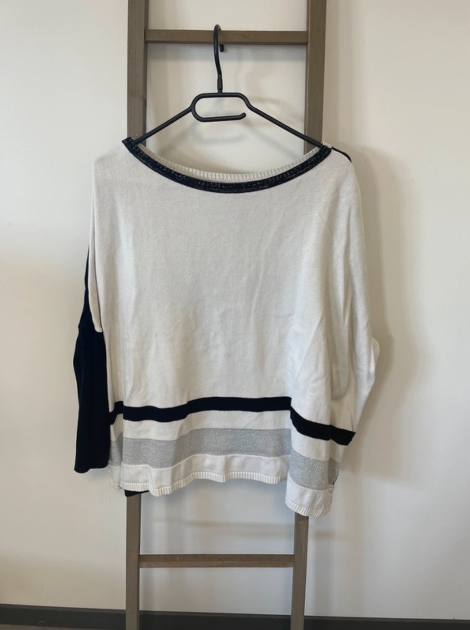 pull col rond oversize noir et blanc, Trend Captain Tortue, M