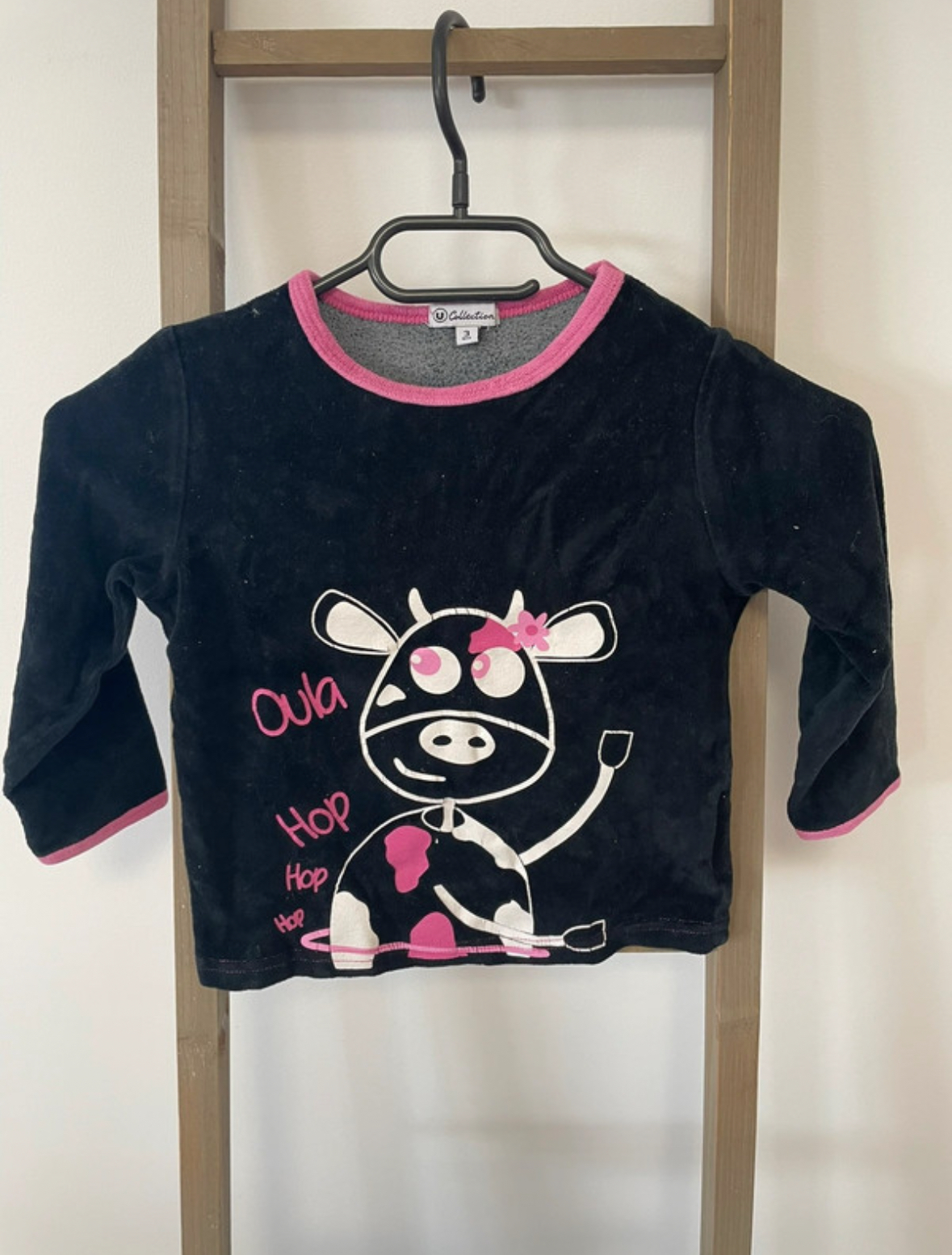 Haut de pyjama, noir, vache, U, 3 ans